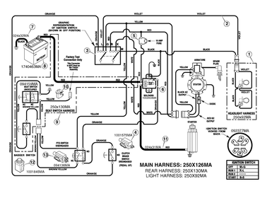 Electrical System Diagram and Parts List for 312006X50C 2007 Briggs and Stratton Lawn Tractor